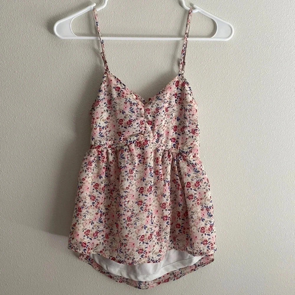 Japna Floral Print Backless Tie Back Spaghetti Strap Tank Top​​​​​​​​​​​ - Picture 1 of 4